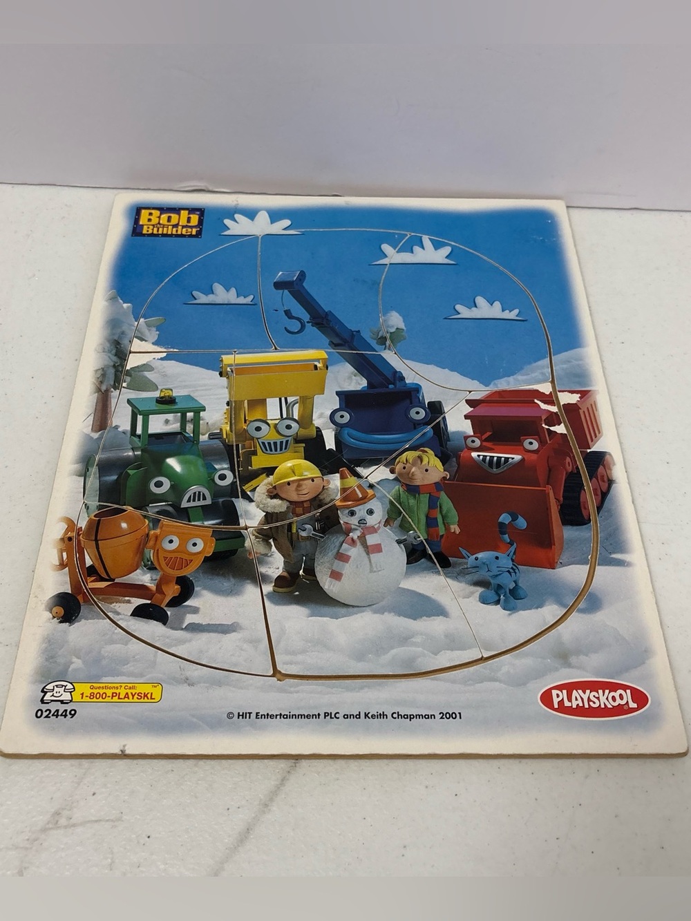Vintage Heavy Wood Playskool 2001 Bob The Builder Frame Tray Puzzle Toddlers